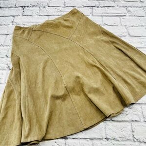 Lapis Tan A-Line Skirt Size Large Microfiber Faux Suede Short Office Casual